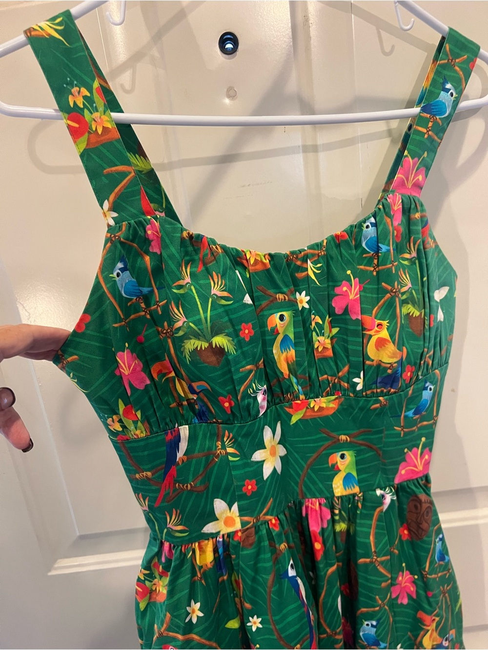 Disney Green Tiki Room Dress with the Birds - Picture 2 of 6